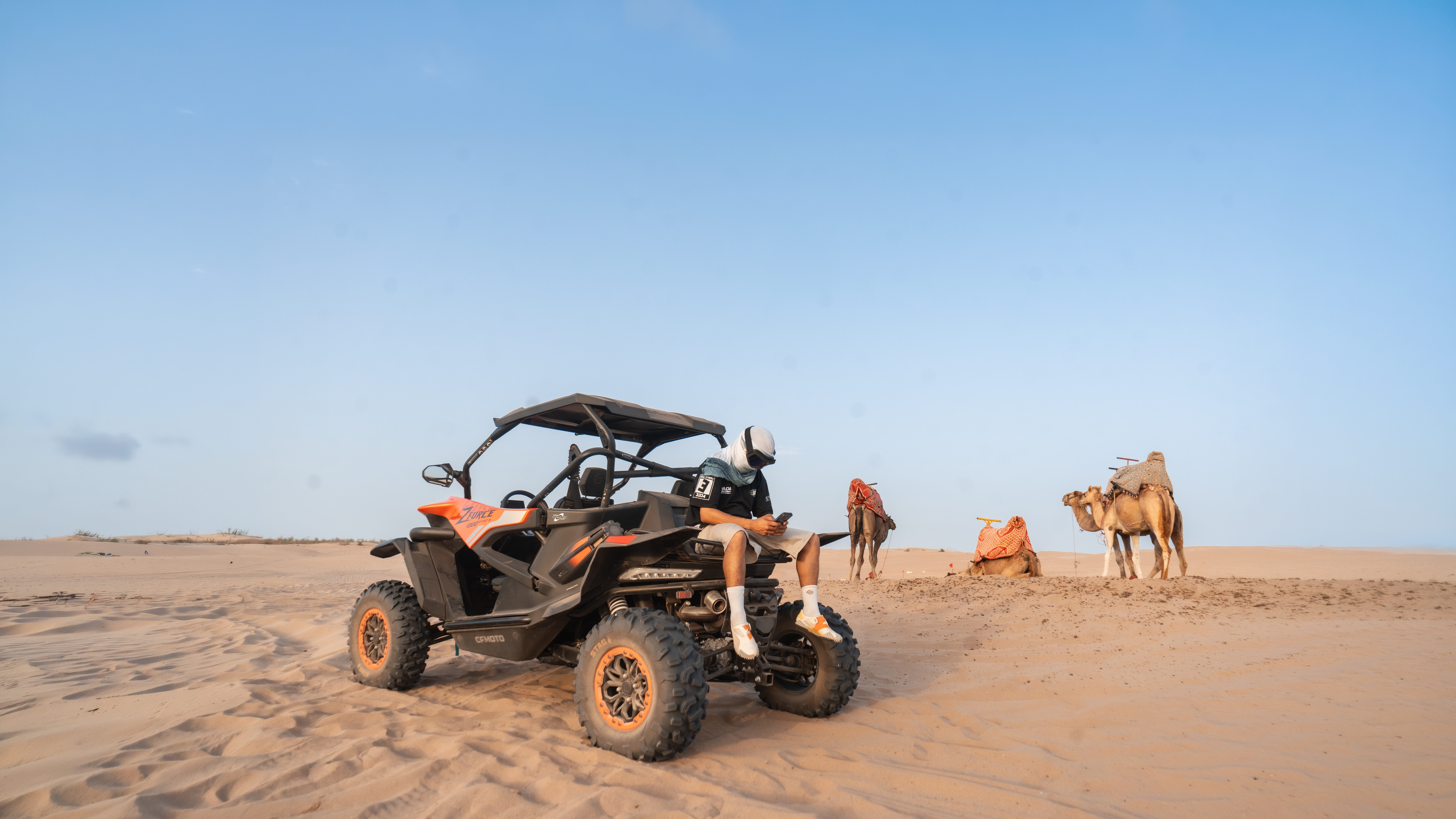 Buggy crossing sandy terrain