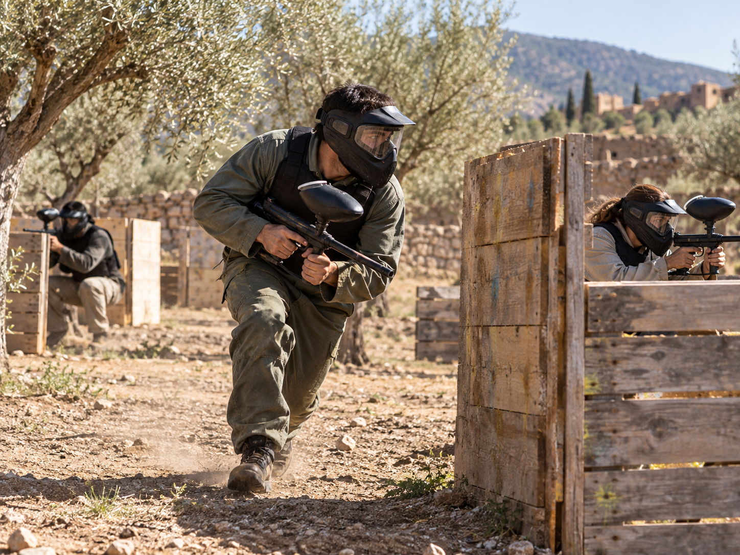 Illustrative outdoor paintball game